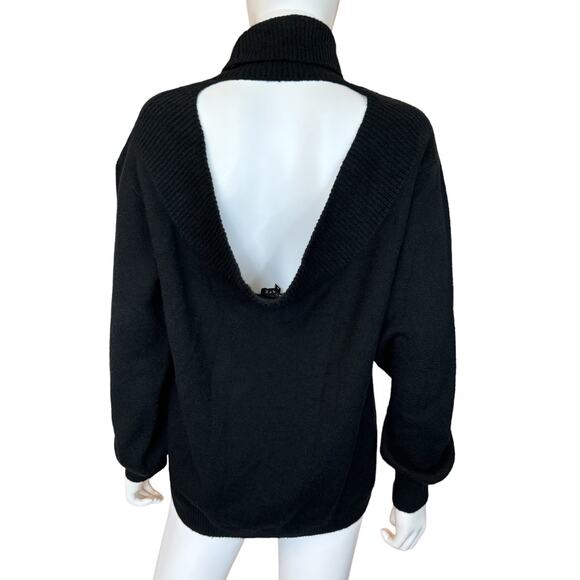New ~ 1.STATE REVOLVE Ribbed Open Back Long Sleeve Turtle Neck Sweater Size M - Picture 3 of 7